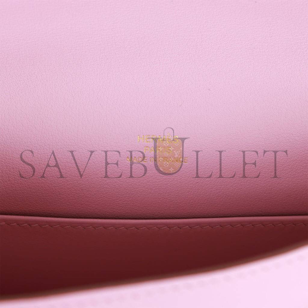 H**mes kelly pochette mauve sylvestre swift rose gold hardware (22*12*13cm)