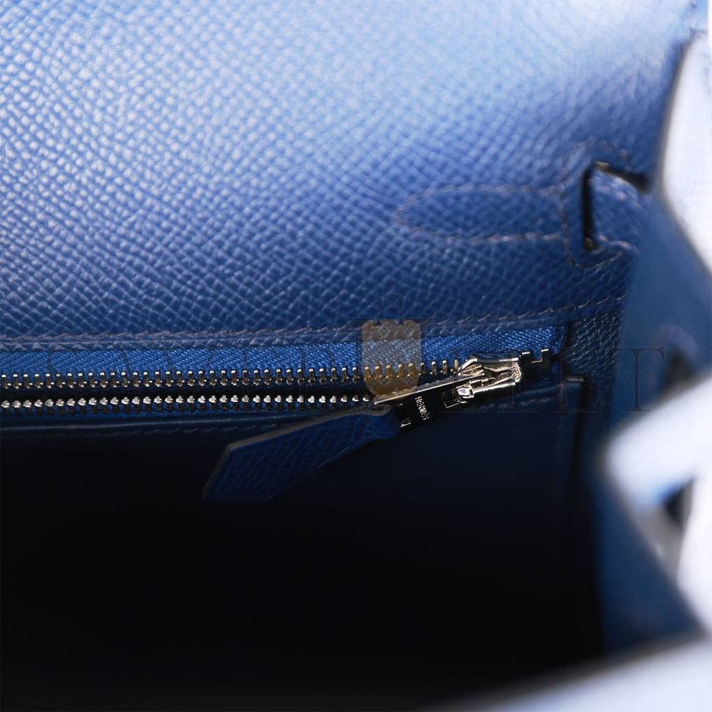 H**mes kelly sellier 25 bleu saphir epsom palladium hardware (25*17*7cm)