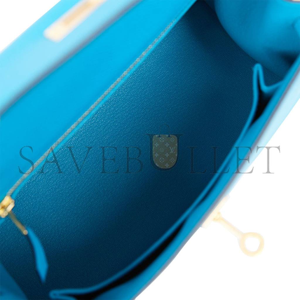H**mes kelly sellier 25 bleu frida epsom gold hardware (25*17*7cm)