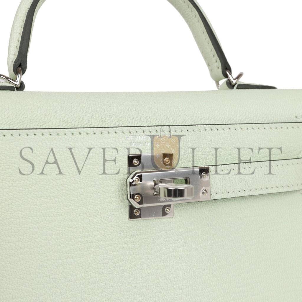 H**mes mini kelly sellier 20 vert fizz chevre palladium hardware (19*12*5.5cm)