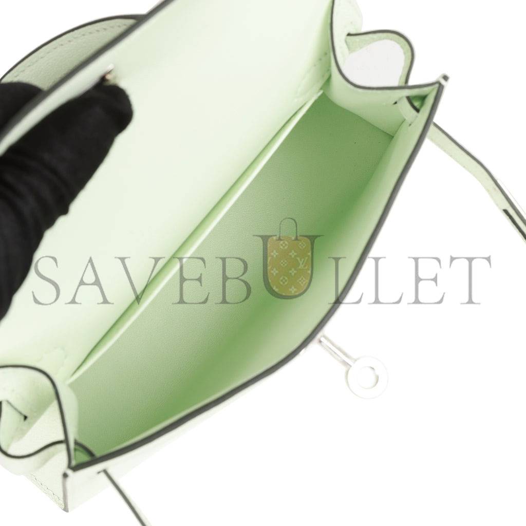 H**mes mini kelly sellier 20 vert fizz chevre palladium hardware (19*12*5.5cm)