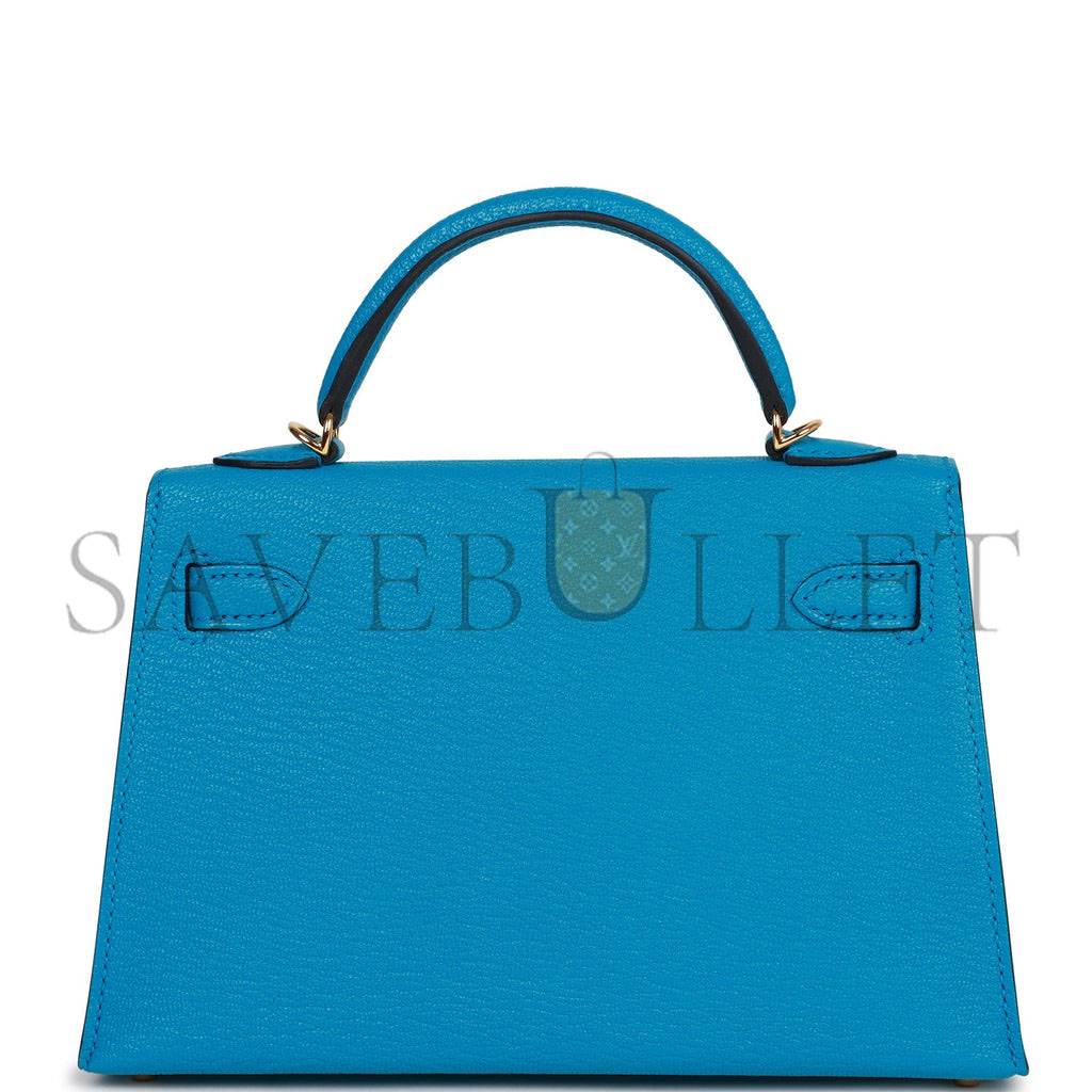 H**mes mini kelly sellier 20 bleu frida chevre gold hardware (19*12*5.5cm)