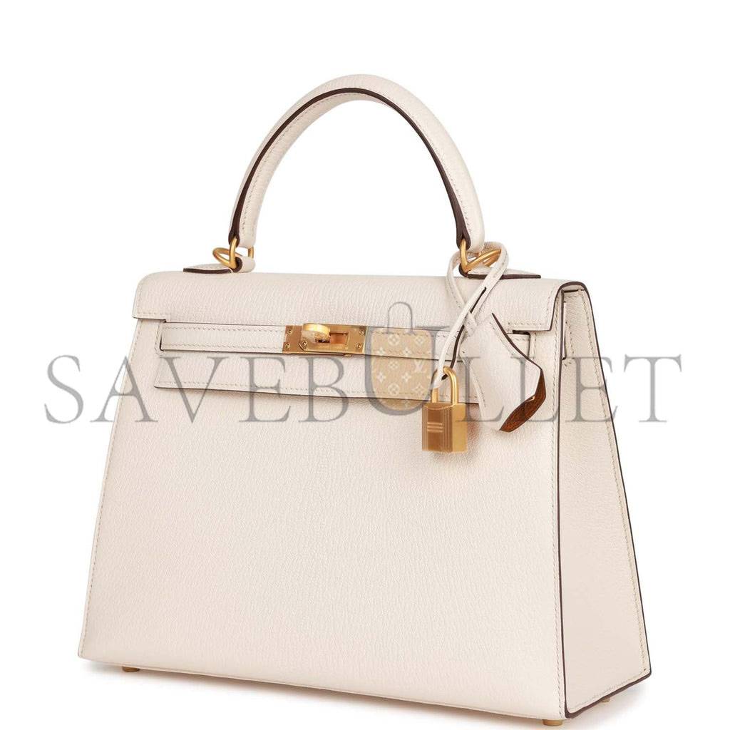 H**mes special order (hss) kelly sellier 25 nata verso epsom brushed gold hardware handmade (25*17*7cm)