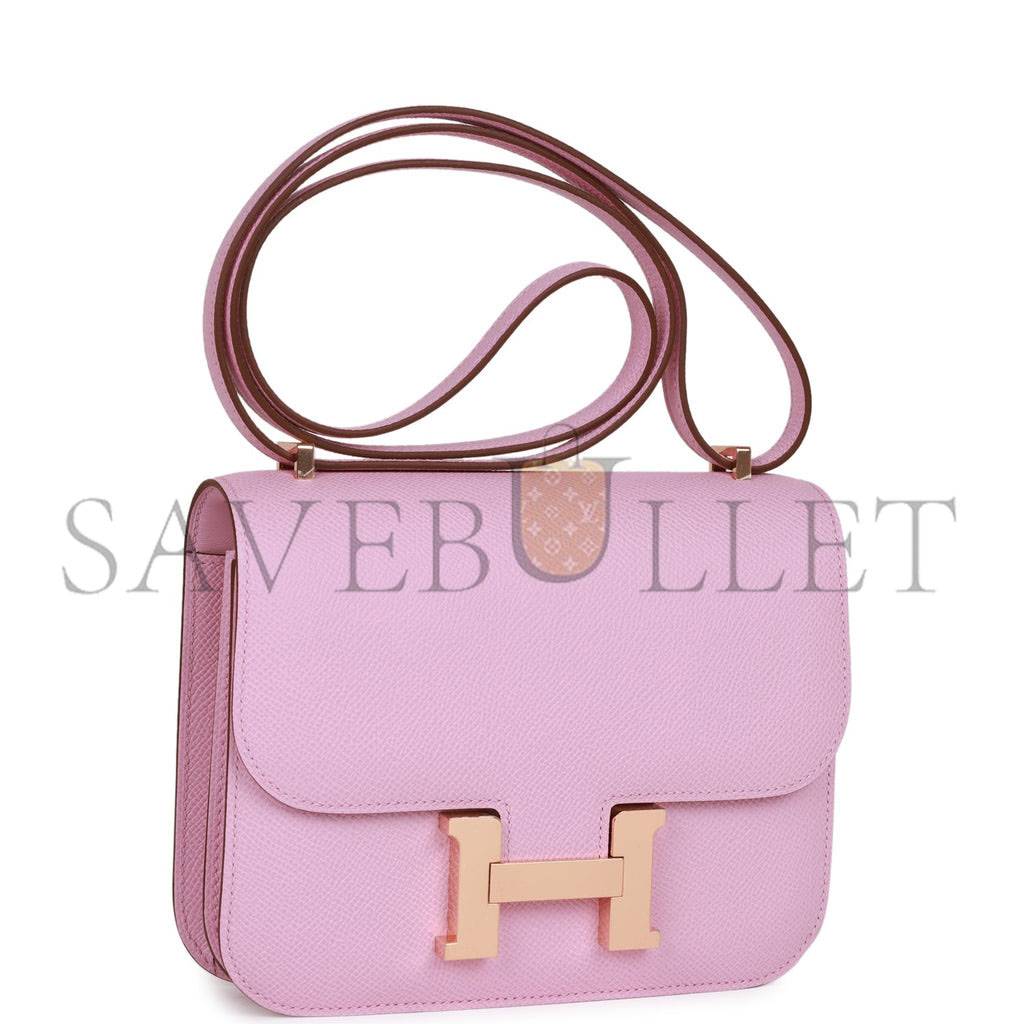 H**mes constance 18 mauve sylvestre epsom rose gold hardware (18cm)
