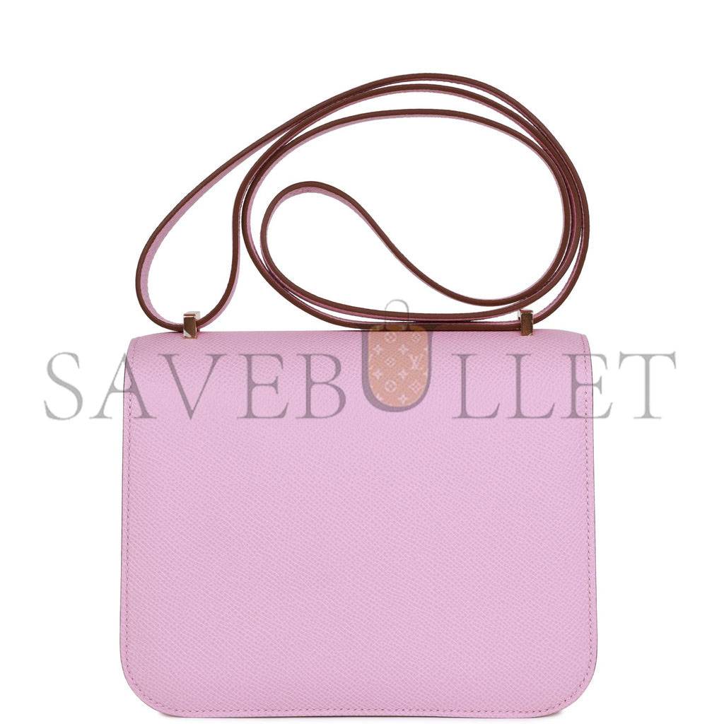 H**mes constance 18 mauve sylvestre epsom rose gold hardware (18cm)
