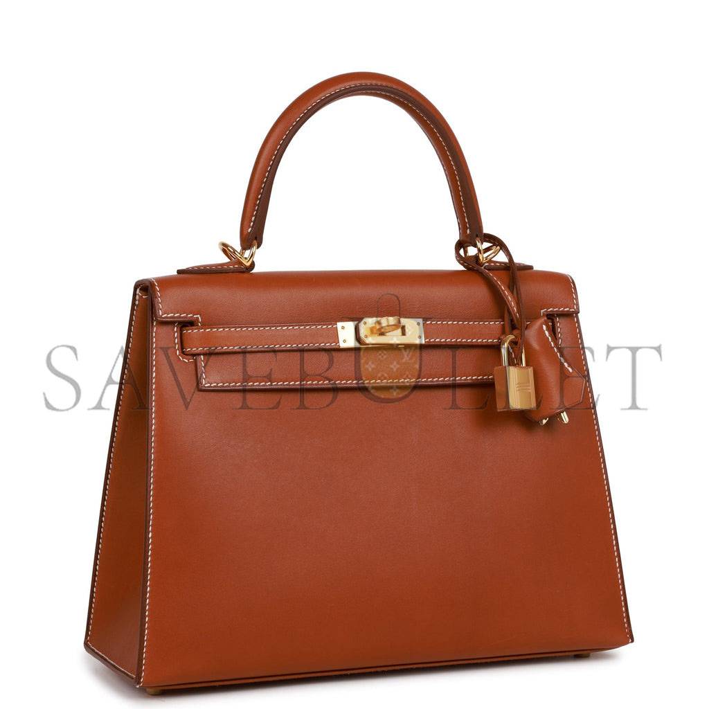 H**mes kelly sellier 25 fauve barenia gold hardware (25*17*7cm)