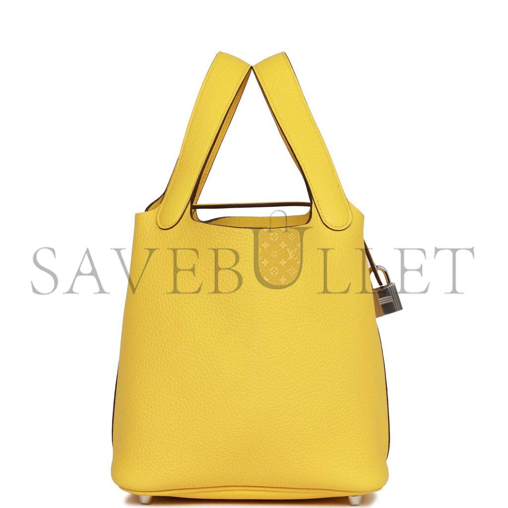 H**mes picotin lock 18 jaune de naples clemence palladium hardware (18*13*18cm)