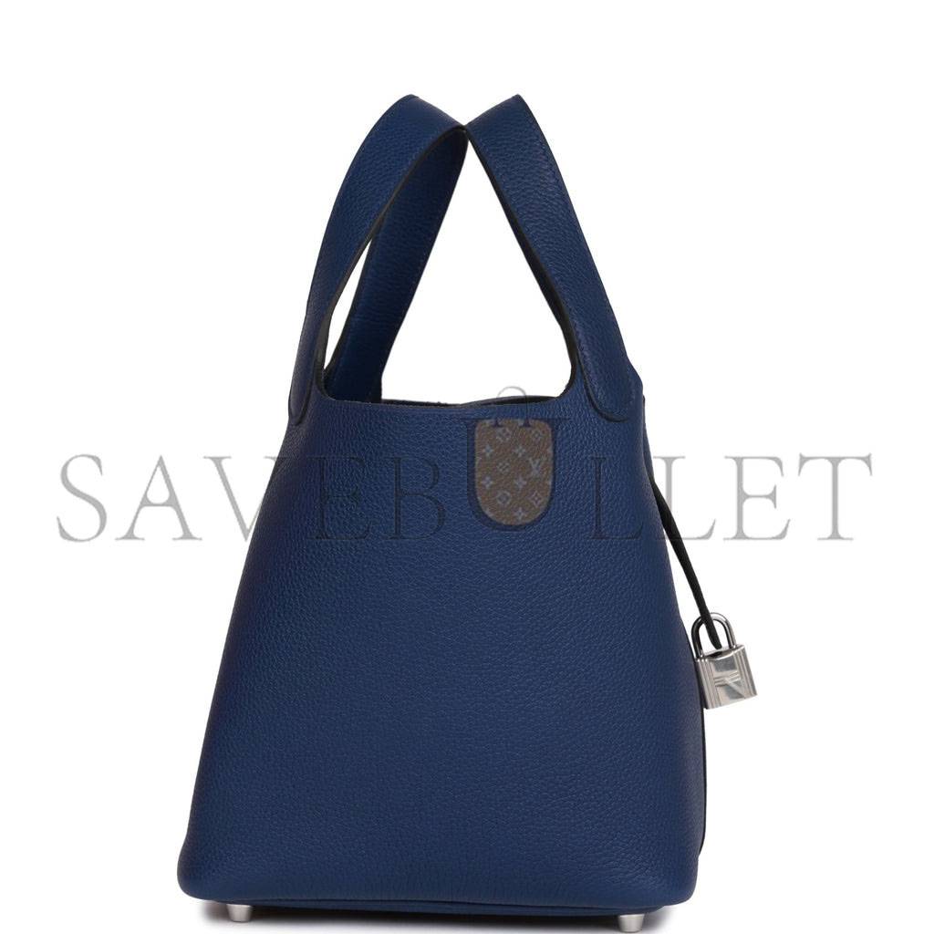 H**mes picotin lock 18 bleu saphir maurice palladium hardware (18*13*18cm)