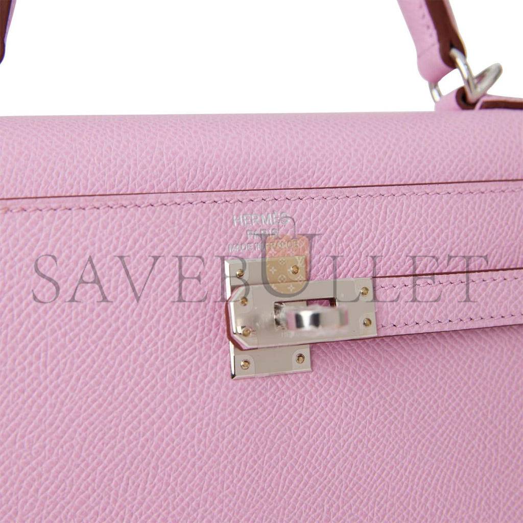 H**mes kelly sellier 25 mauve sylvestre epsom palladium hardware (25*17*7cm)