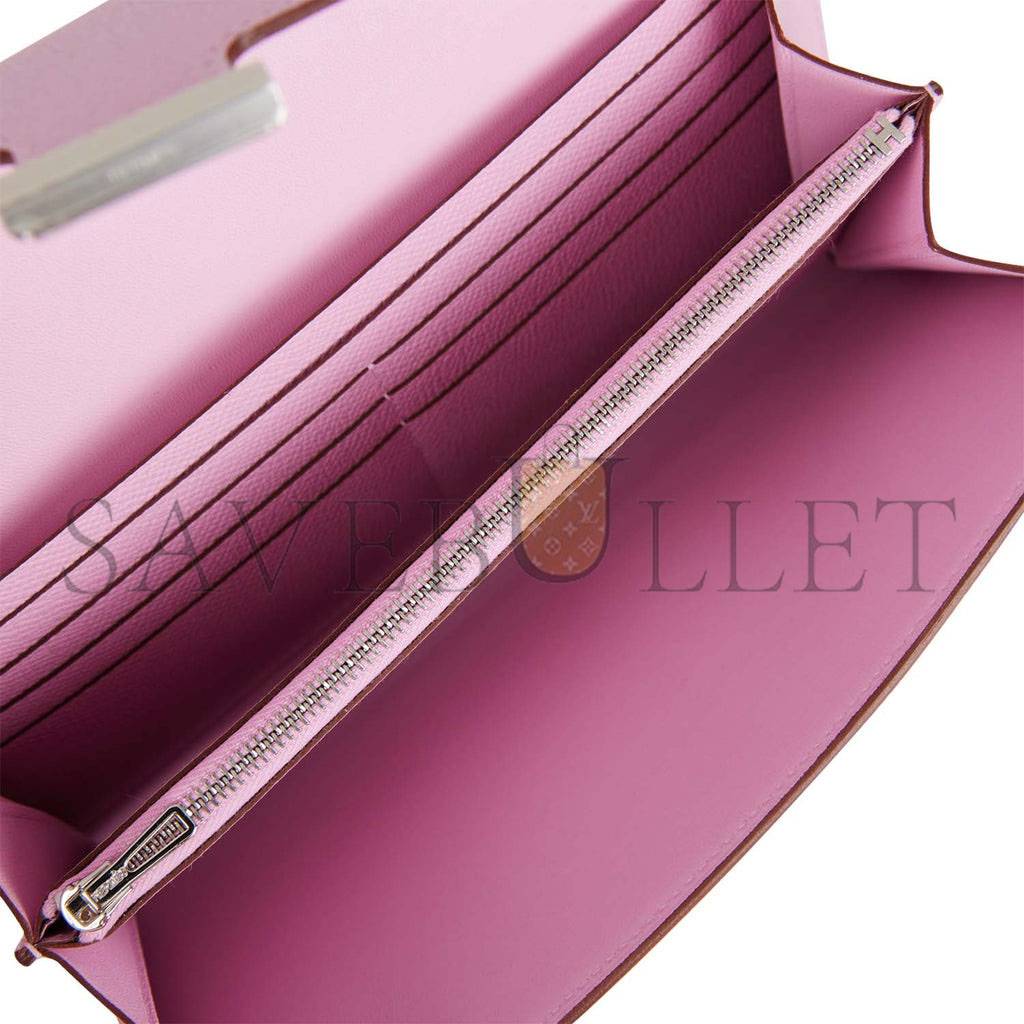 H**mes constance wallet to go mauve sylvestre epsom palladium hardware (22*11cm)