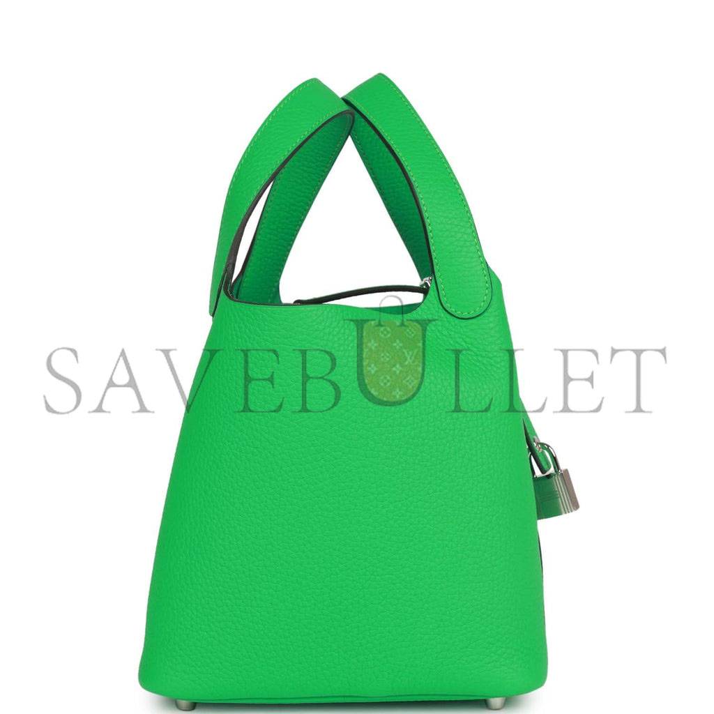 H**mes picotin lock 18 vert comics clemence palladium hardware (18*13*18cm)