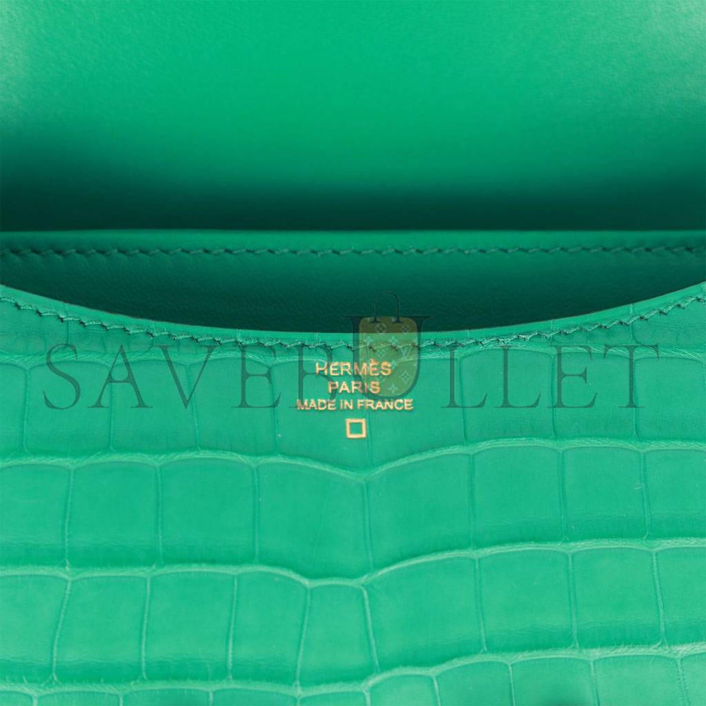 H**mes constance 18 vert jade matte alligator gold hardware 39821013450846 (18cm)
