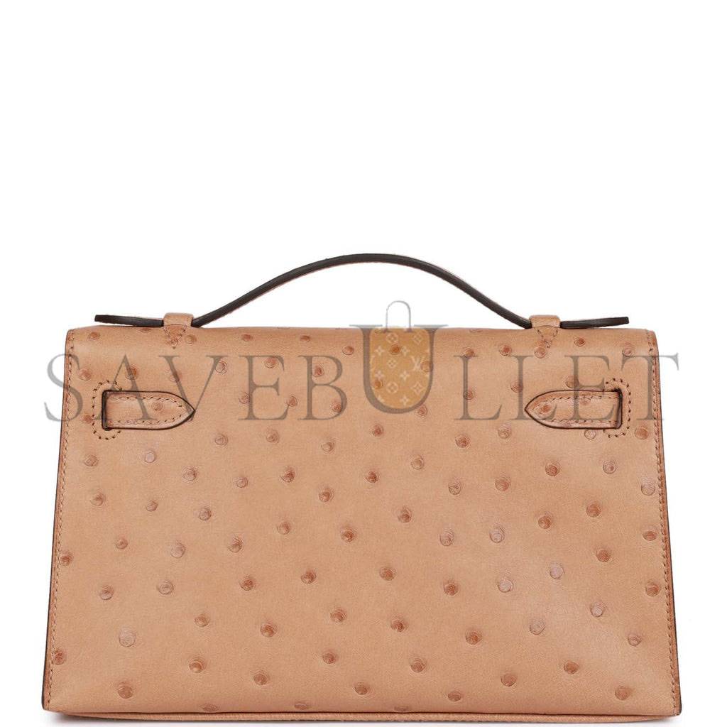 H**mes kelly pochette chai ostrich gold hardware (22*12*13cm)