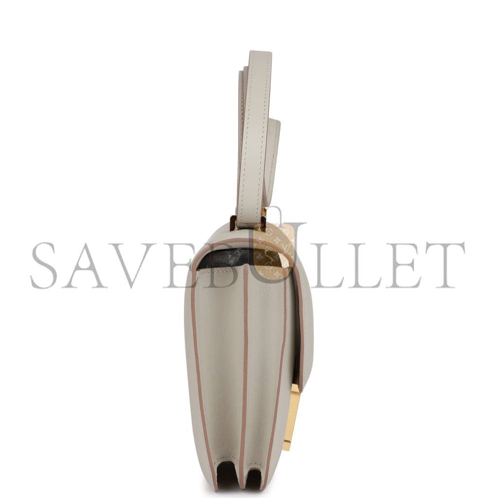 H**mes constance 18 gris perle swift gold hardware (18cm)