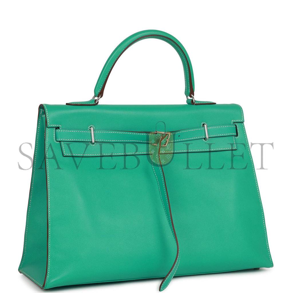 H**mes kelly flat 35 lagoon swift palladium hardware (35*25*14cm)