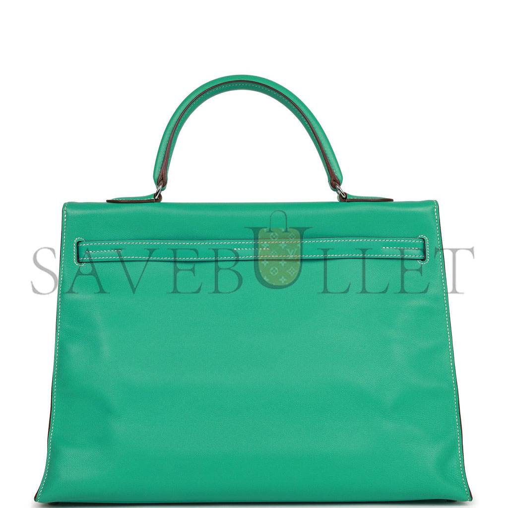 H**mes kelly flat 35 lagoon swift palladium hardware (35*25*14cm)