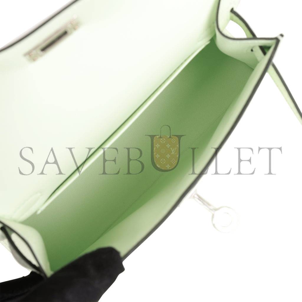 H**mes mini kelly sellier 20 vert fizz epsom palladium hardware (19*12*5.5cm)