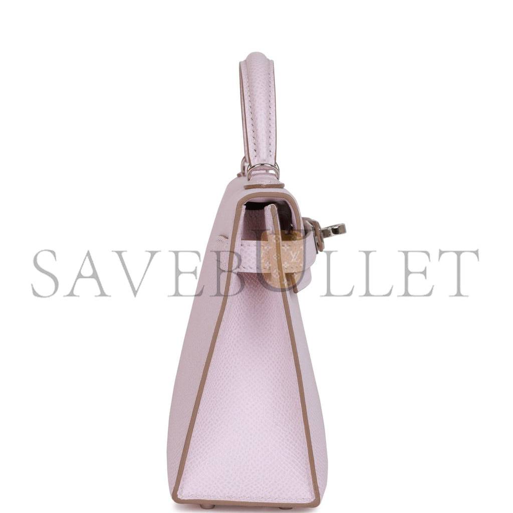 H**mes mini kelly sellier 20 mauve pale epsom palladium hardware (19*12*5.5cm)