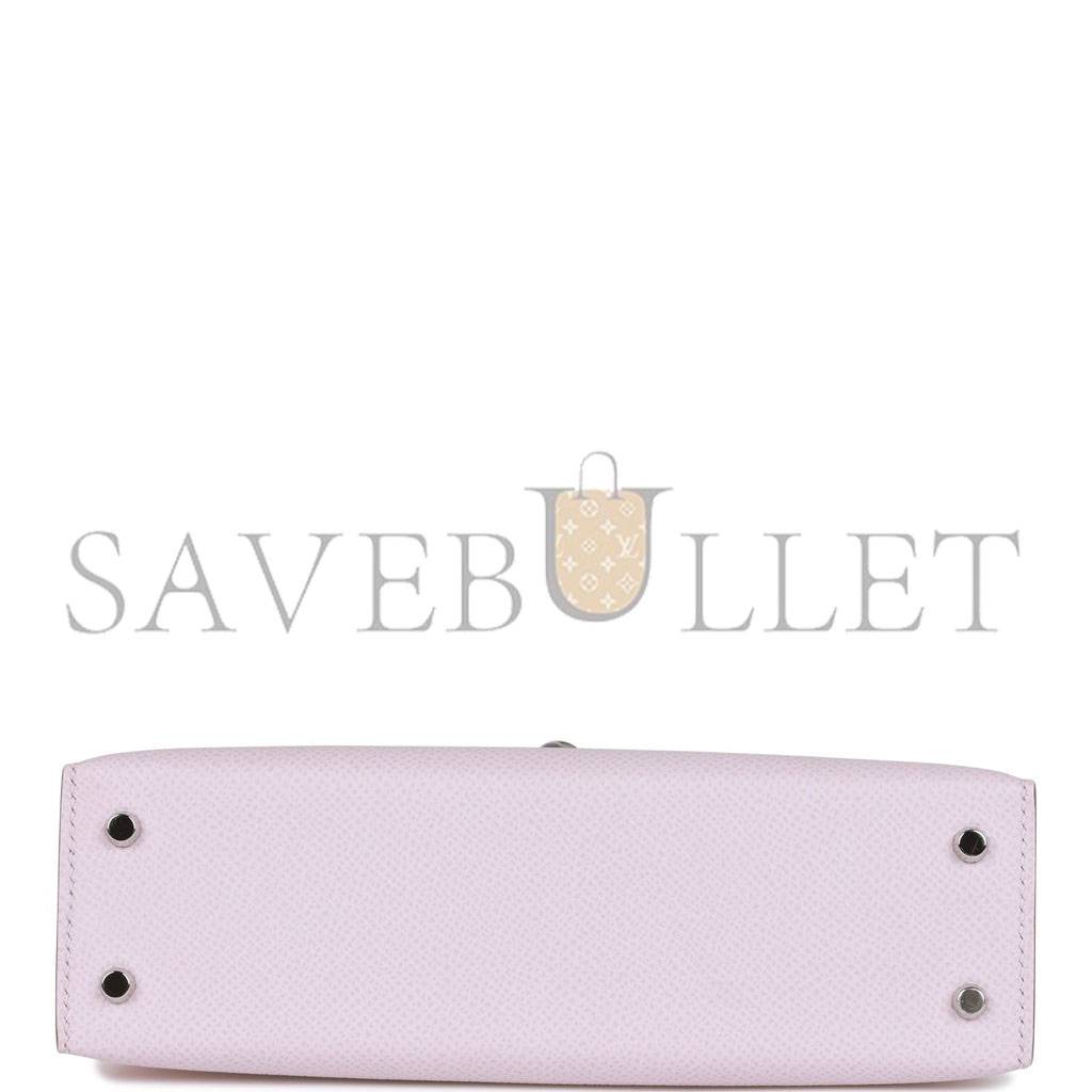 H**mes mini kelly sellier 20 mauve pale epsom palladium hardware (19*12*5.5cm)