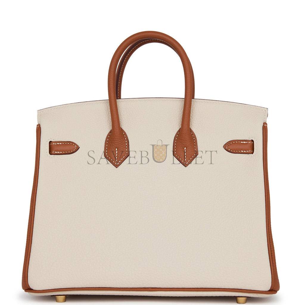 H**mes special order (hss) birkin 25 craie and gold togo brushed gold hardware handmade (25cm)