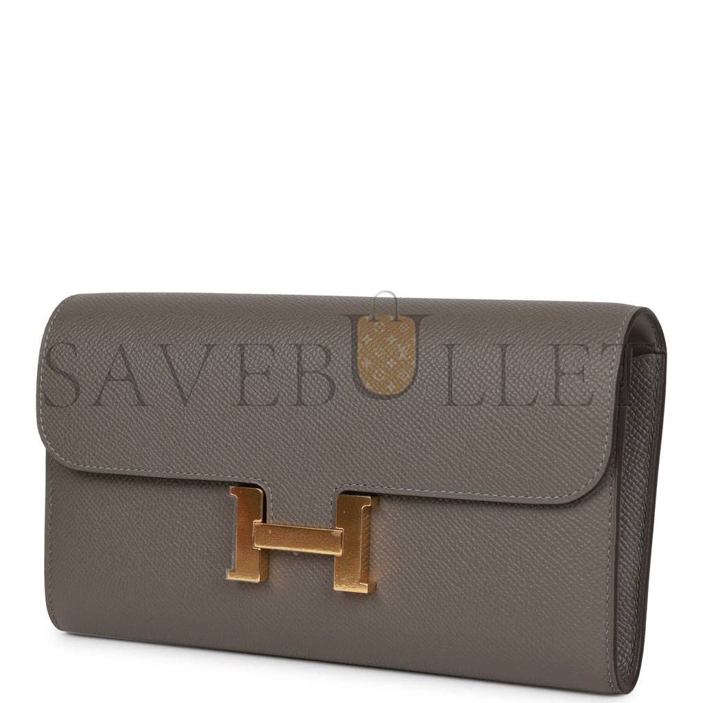 H**mes constance wallet to go gris meyer epsom gold hardware (20.5 x 13 x 2cm)