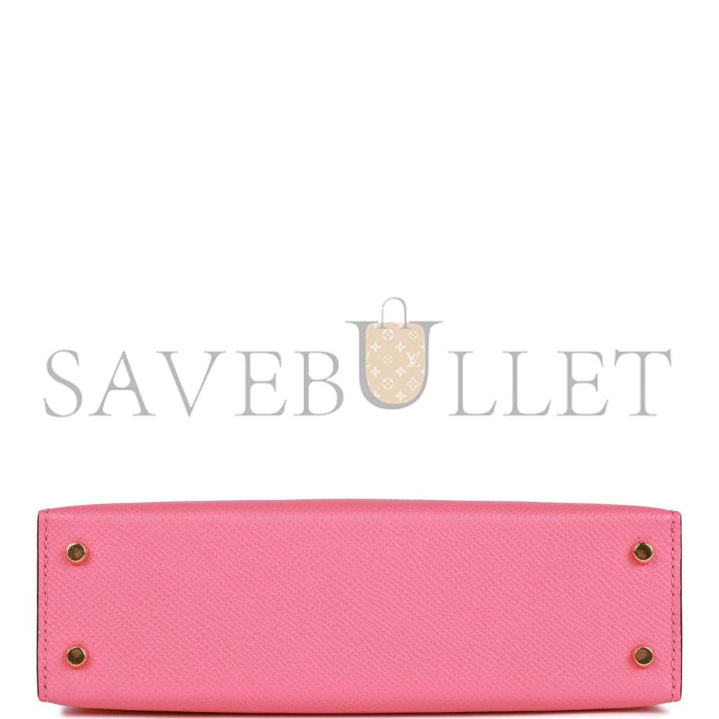 H**mes special order (hss) kelly mini sellier 20 rose azalee and lime epsom gold hardware (19*12*5.5cm)