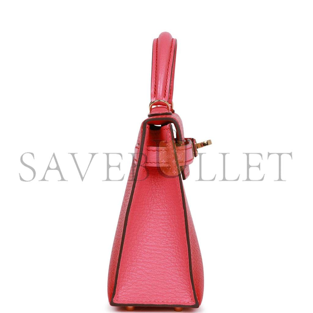 H**mes special order (hss) kelly mini sellier 20 rouge de coeur and rose lipstick chevre permabrass hardware (19*12*5.5cm)