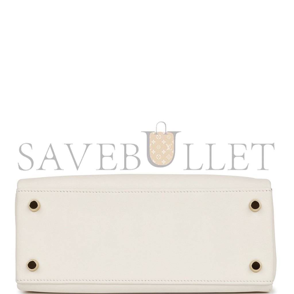 H**mes kelly retourne 25 white swift gold hardware handmade (25*17*7cm)