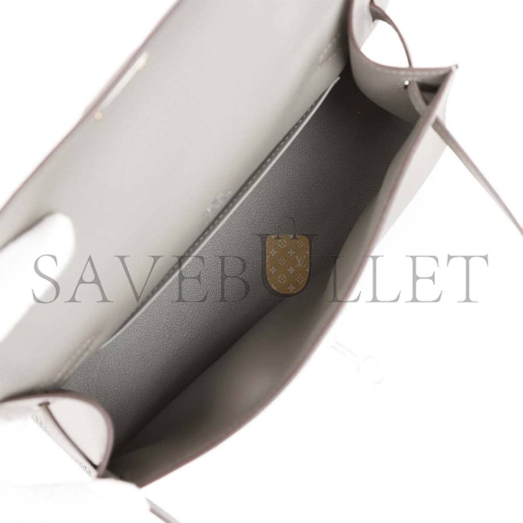 H**mes mini kelly pochette gris meyer swift palladium hardware (22*14*7cm)