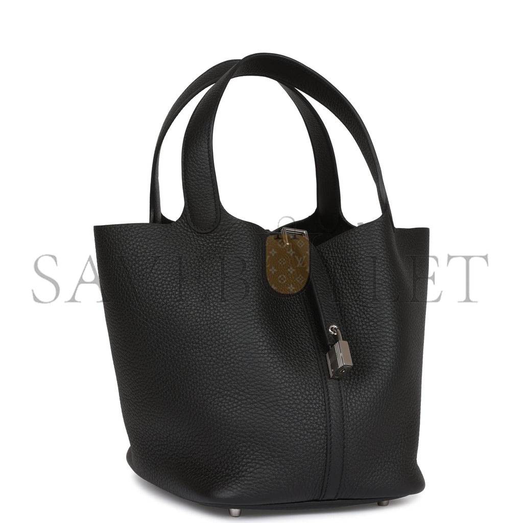 H**mes black clemence picotin lock 22cm palladium hardware (22cm)