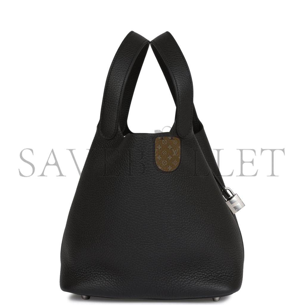 H**mes black clemence picotin lock 22cm palladium hardware (22cm)