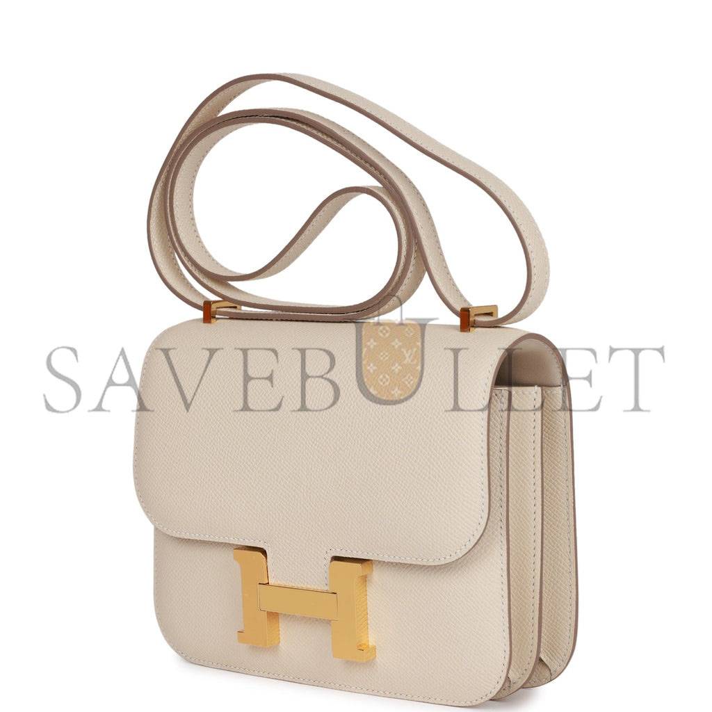H**mes constance 18 craie epsom gold hardware (18cm)