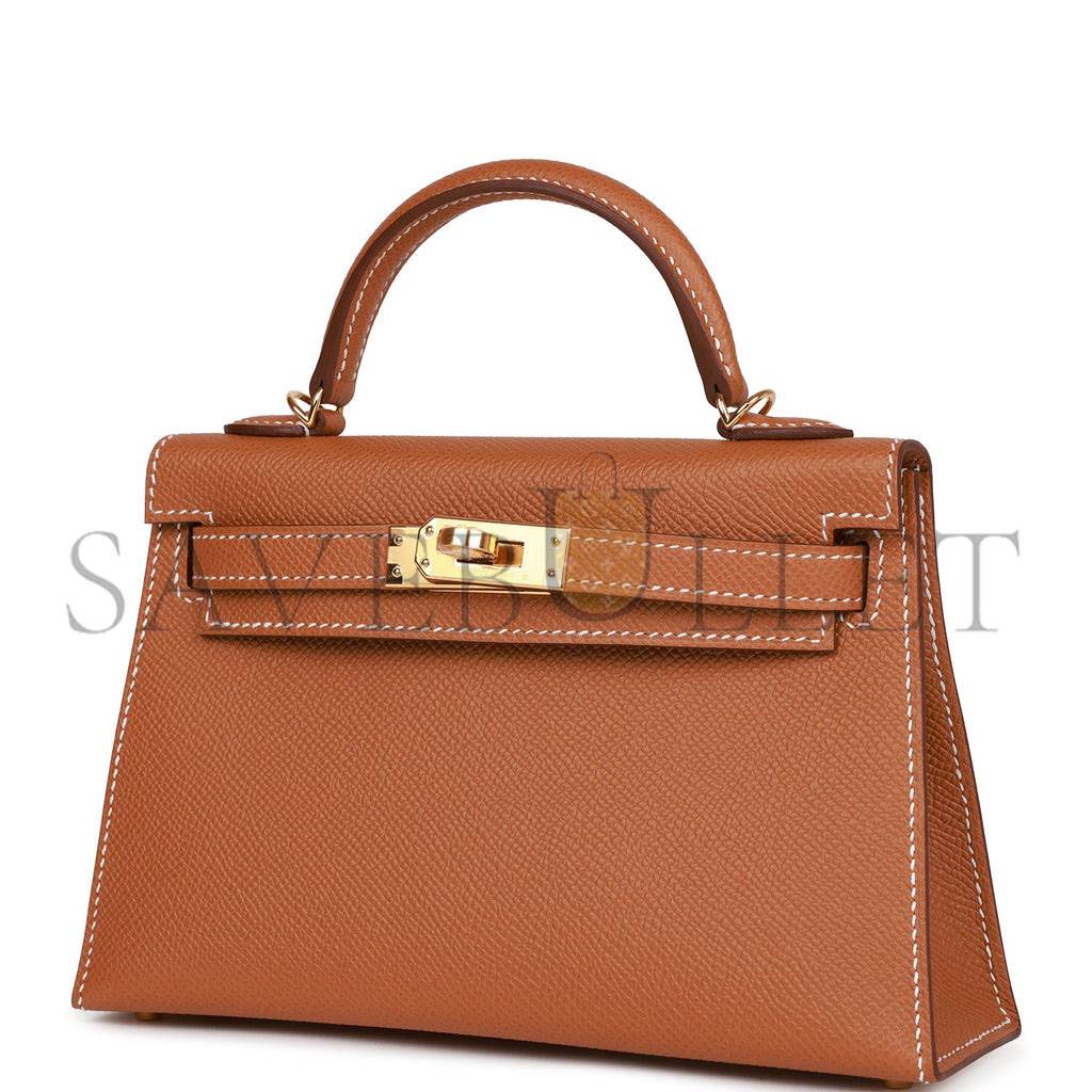 H**mes mini kelly sellier 20 gold epsom gold hardware 39848783642718(19*12*5.5cm)