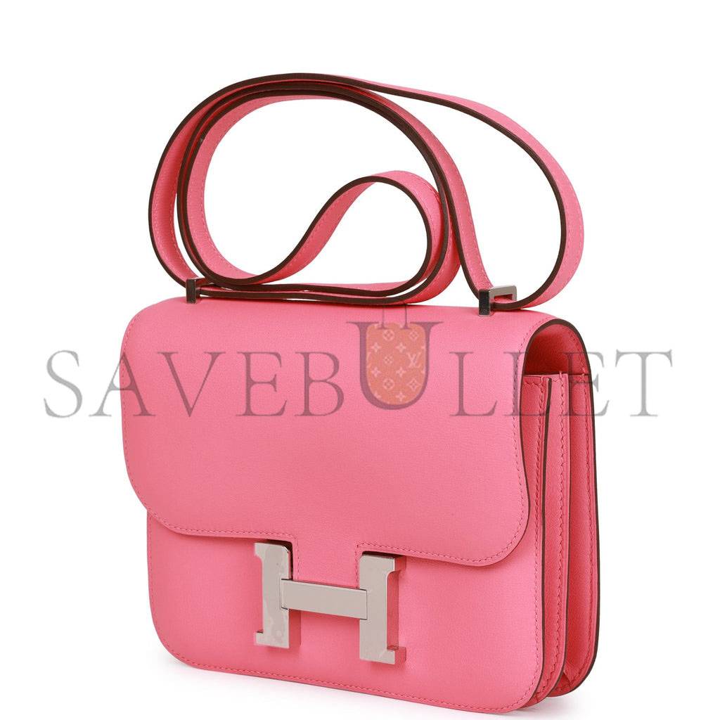 H**mes constance 18 rose azalee swift palladium hardware 39827910099038 (18cm)