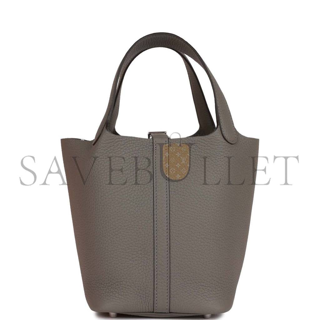 H**mes picotin lock 18 gris meyer clemence palladium hardware (18*13*18cm)