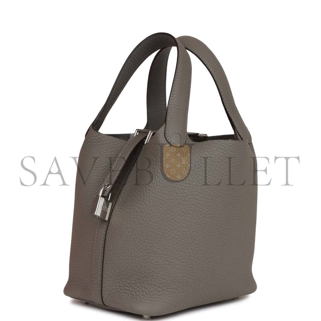 H**mes picotin lock 18 gris meyer clemence palladium hardware (18*13*18cm)