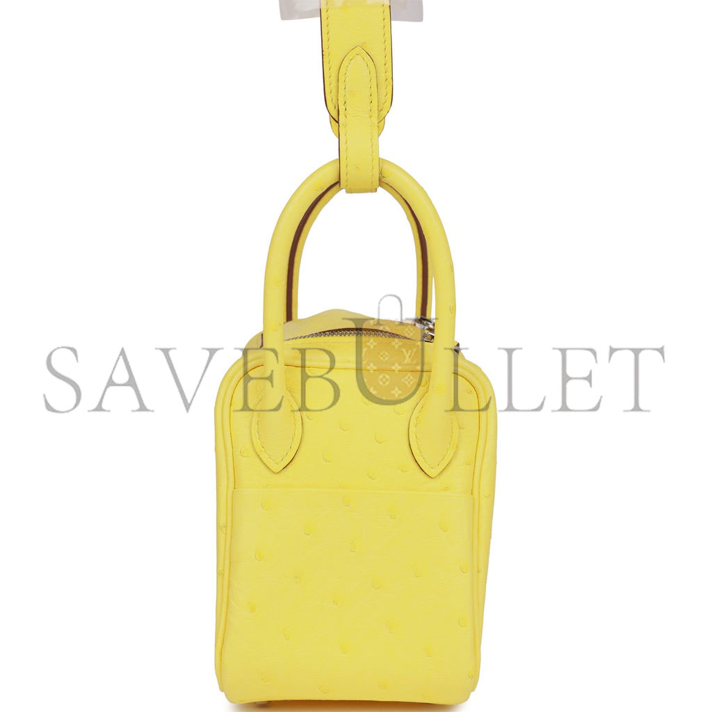 H**mes mini lindy jaune citron ostrich palladium hardware (19*12.5*9)