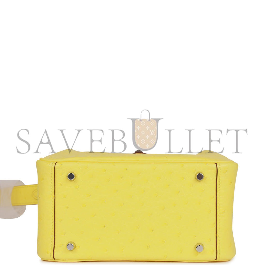 H**mes mini lindy jaune citron ostrich palladium hardware (19*12.5*9)