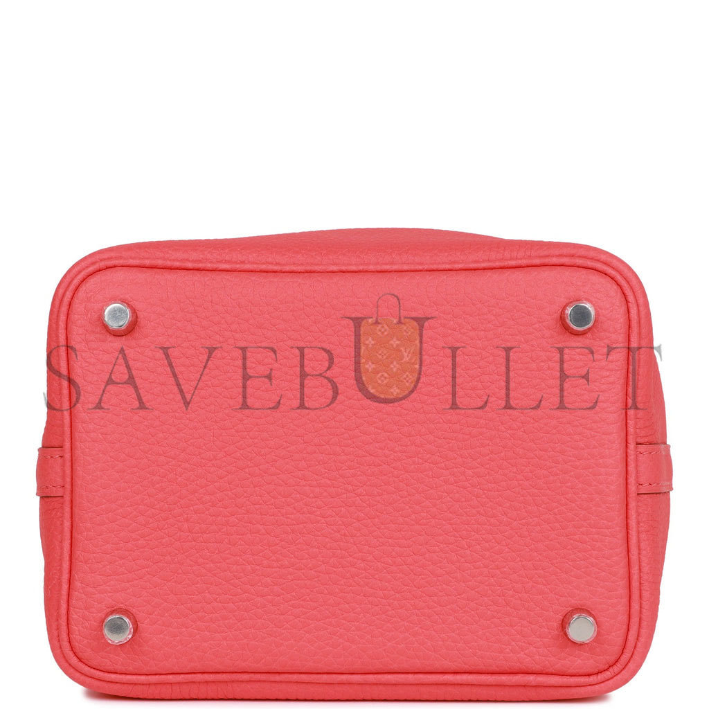 H**mes picotin lock 18 rose texas clemence palladium hardware (18*13*18cm)