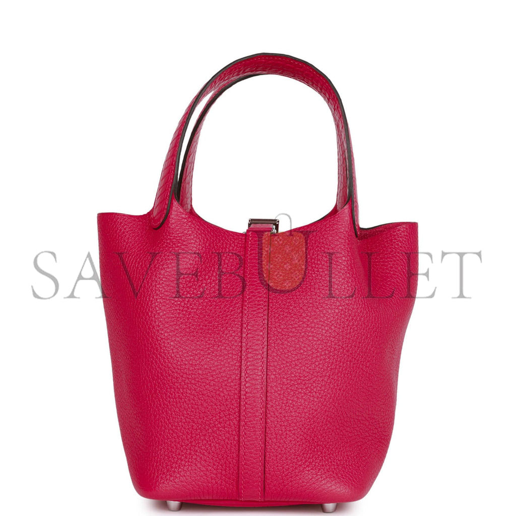 H**mes picotin lock 18 framboise clemence and matte alligator touch palladium hardware (18*13*18cm)
