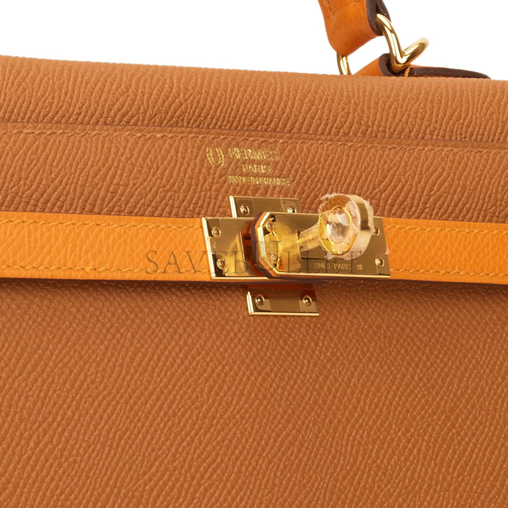 H**mes special order (hss) kelly sellier 25 gold and apricot epsom gold hardware handmade (25*17*7cm)