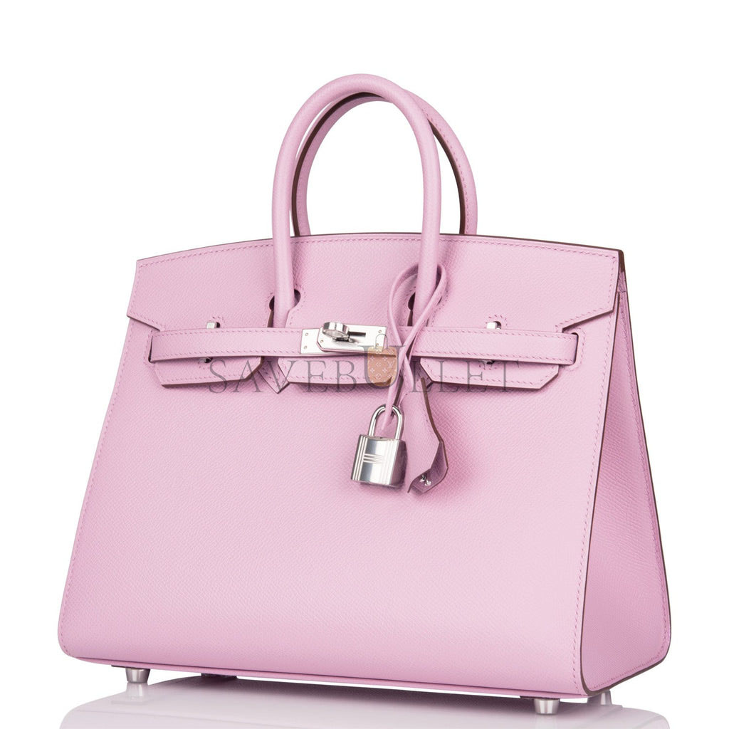 H**mes birkin sellier 25 mauve sylvestre epsom palladium hardware handmade (25cm)