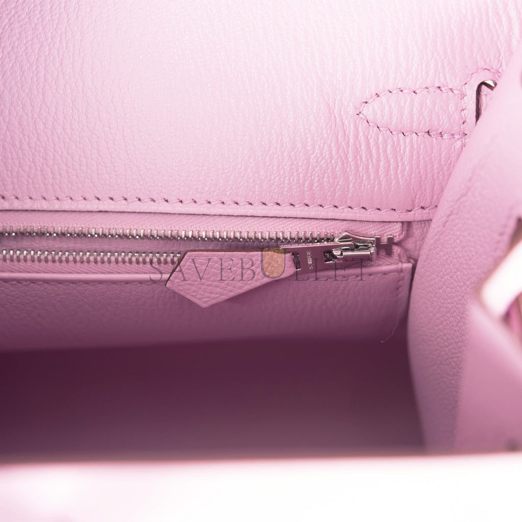 H**mes birkin sellier 25 mauve sylvestre epsom palladium hardware handmade (25cm)