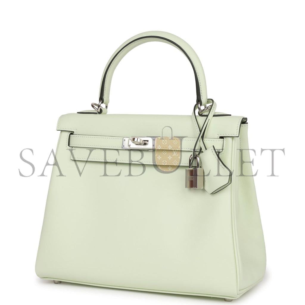 H**mes kelly retourne 25 vert fizz swift palladium hardware handmade (25*17*7cm)