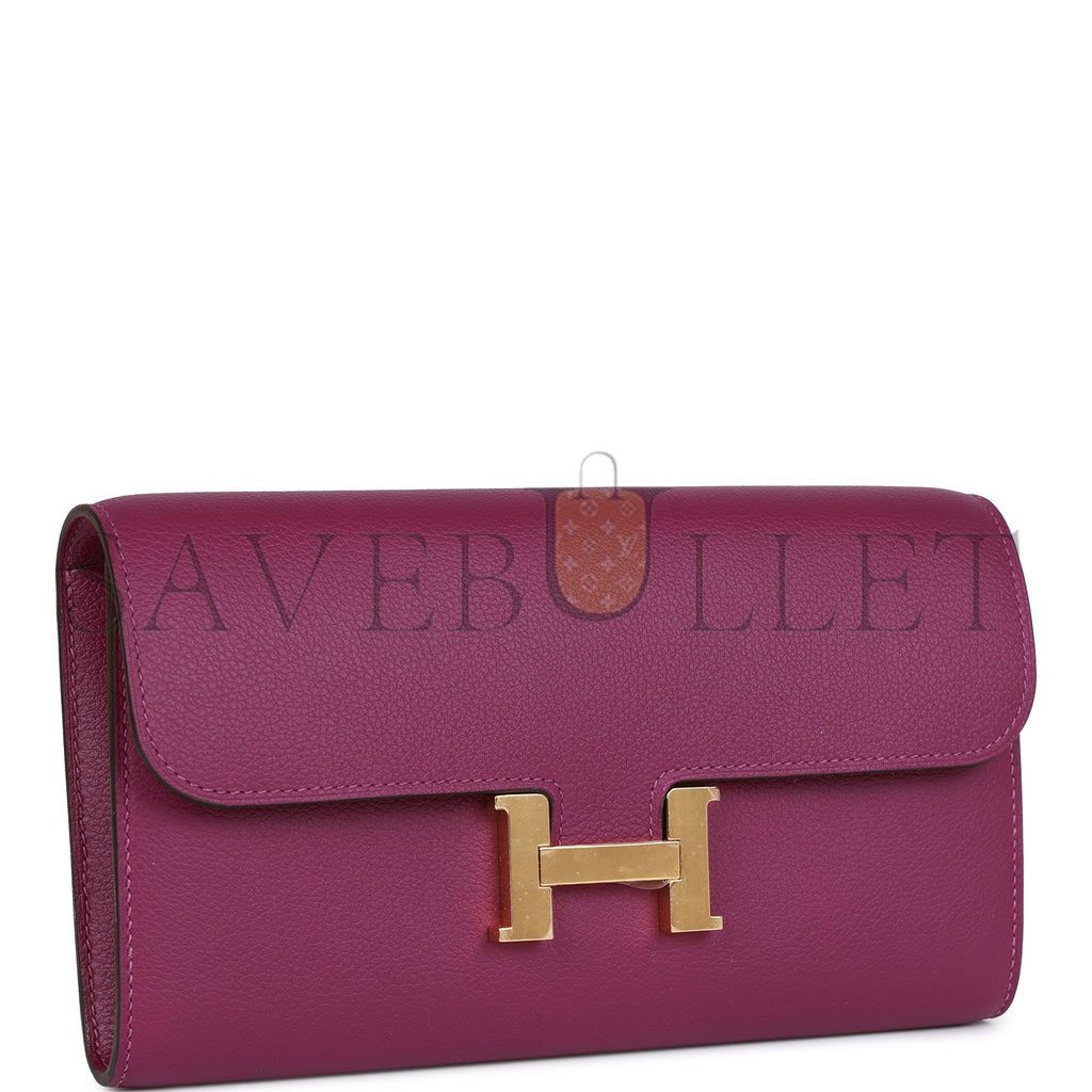 H**mes constance wallet to go anemone evercolor gold hardware (22*11cm)