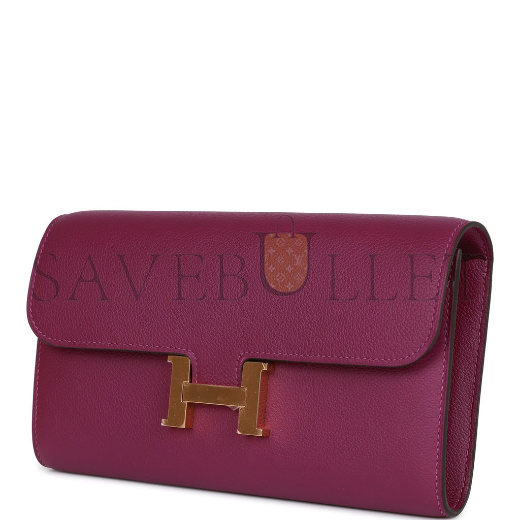 H**mes constance wallet to go anemone evercolor gold hardware (22*11cm)