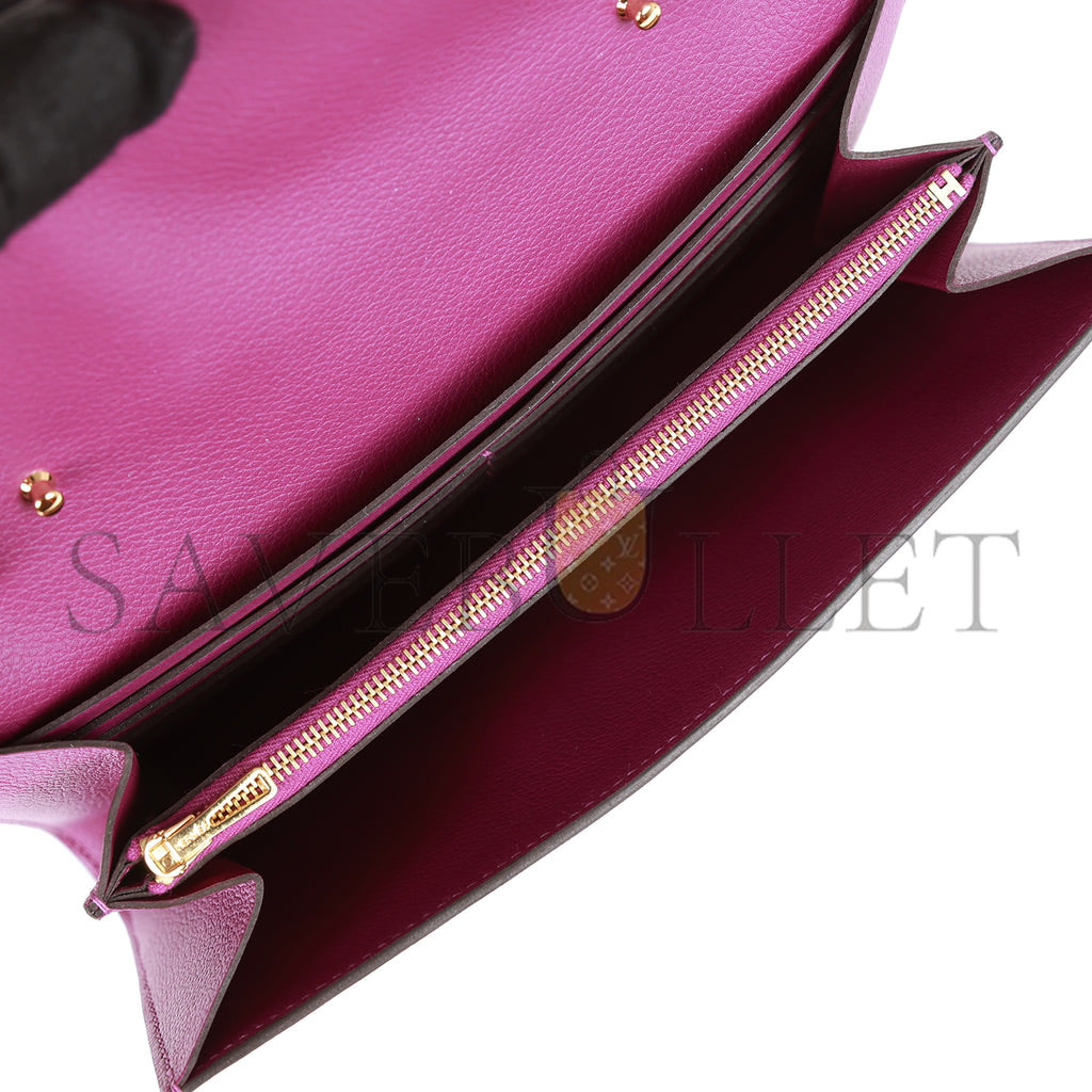 H**mes constance wallet to go anemone evercolor gold hardware (22*11cm)