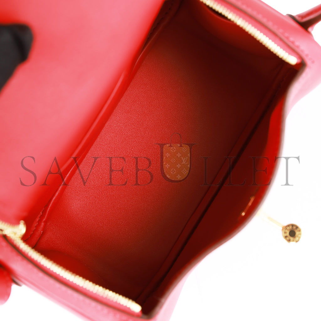 H**mes mini lindy rouge piment swift gold hardware (19*12.5*9)
