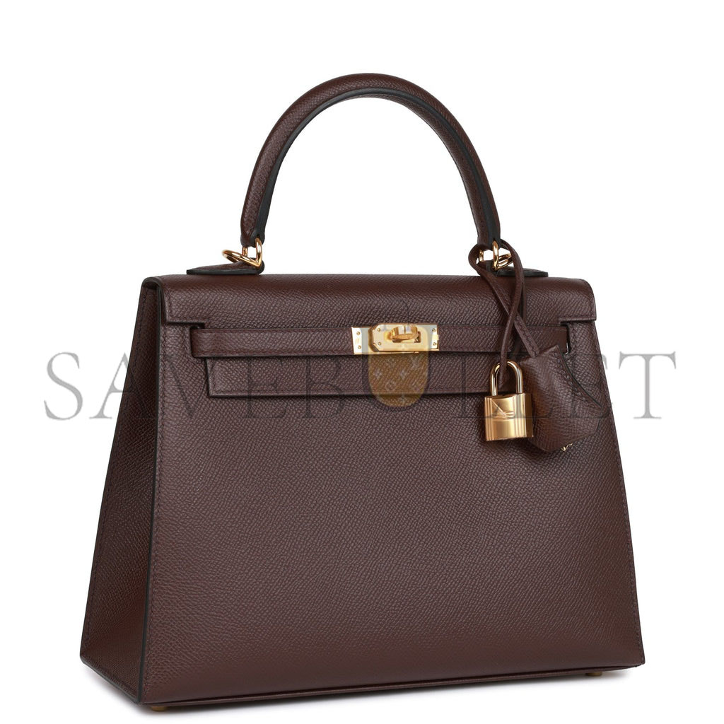 H**mes kelly sellier 25 rouge sellier epsom gold hardware handmade (25*17*7cm)