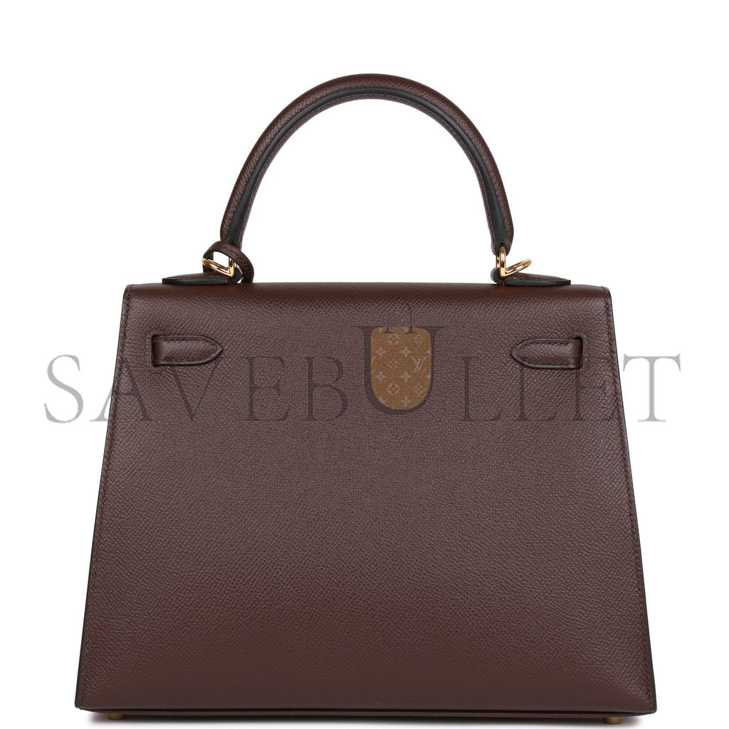 H**mes kelly sellier 25 rouge sellier epsom gold hardware handmade (25*17*7cm)